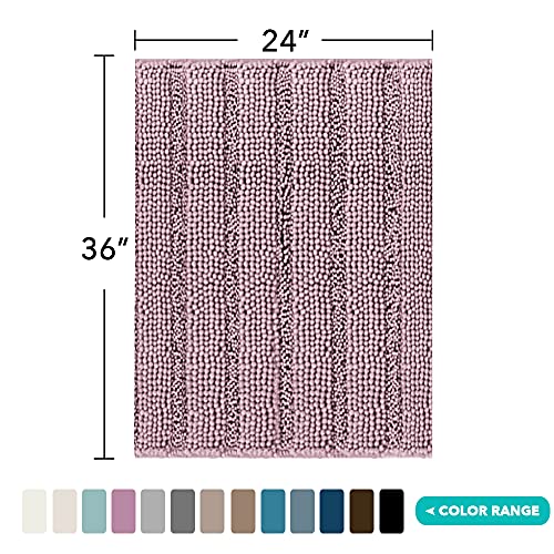 Turquoize Chenille Bath Rugs Shaggy Bathroom Rugs Non Slip Bath Mat For Bathroom 24 X 36 Mauve Bath Rug For Bathroom Extra Soft And Absorbent Area Rug, 24"X 36", Mauve/Rose #TOP4