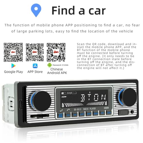 PolarLander 12V-24V Bluetooth Car Stereo,4x45W Car Audio FM Radio, MP3 Player USB/SD/AUX Hands Free Calling, Vehicle Navigation Location, Audio Recording with Wireless Remote Control, APP Control