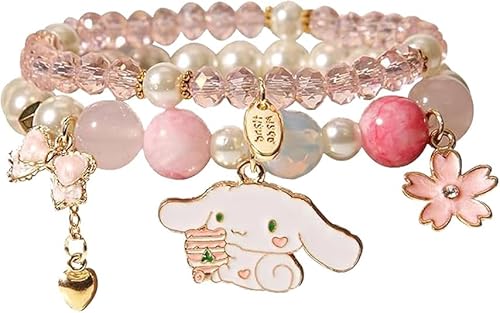 ZUJIACUN Cute cartoon Kawaii stretch beaded bracelet for women, Kawaii Crystal bead anime relationship matching bracelet for the best bracelet