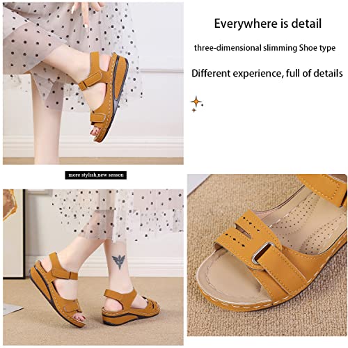 Womens Soft Sole Wedge Sandals with Arch Support Massage Adjustable Buckle Summer Hollow Out Roman Round Toe Platform Slippers3