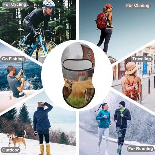 Balaclava para hombre, pasamontañas para esquí y ciclismo, máscara de cara para invierno con diseño de ciervo miniatura 6