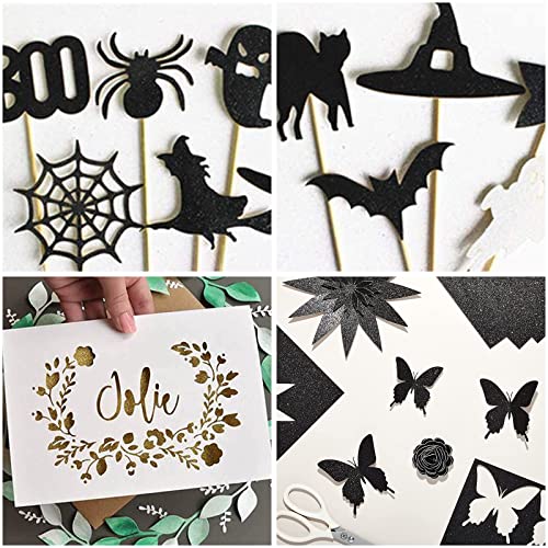 Bonmiy Cartolina com Glitter Preto 12 X 12, Papel para Cricut, Cartolina Grossa para Fazer Cartões,