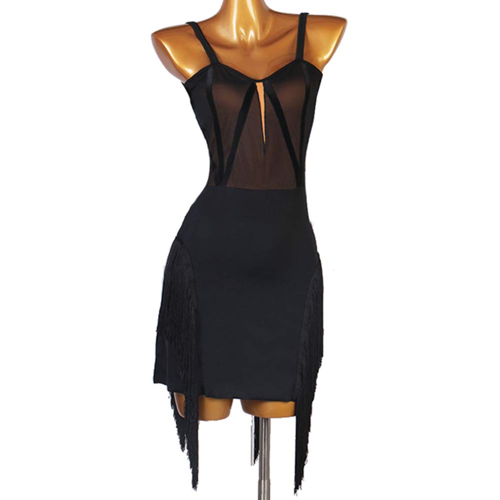 Vestiti da Ballo Latino da Bretelle Abiti per Prove da Sala da Ballo da Donna con Frange Vestito da Ballo per Esibizioni di Cha Cha Completo da Ballo Salsa A vestibilità Aderente
