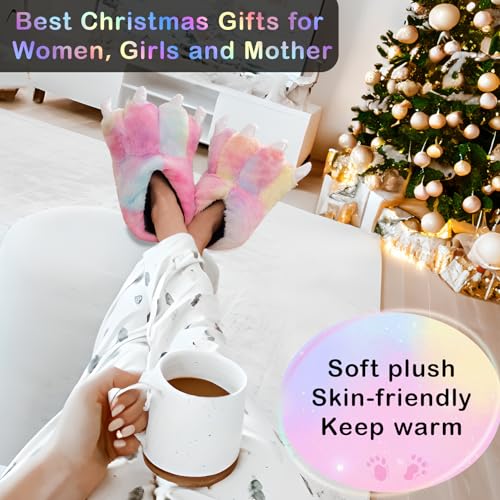 Pink Dinosaur Slippers For Women's Shoes Adult Monster Dino slippers Unisex Soft Plush Home Slippers Animal Costume Paw Claw Shoes Bear Claw Women Slippers2