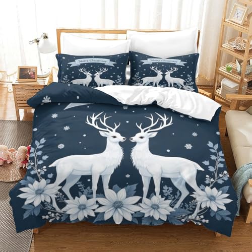 Parure de lit cerf de Noël en microfine douce avec impression 3D premium