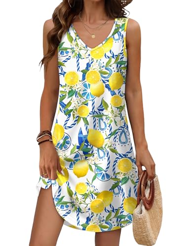 Image of Aokosor Womens Summer Dresses 2026 Loose V Neck Sleeveless Dress Sundresses Swimsuit Coverup Vacation Outfits