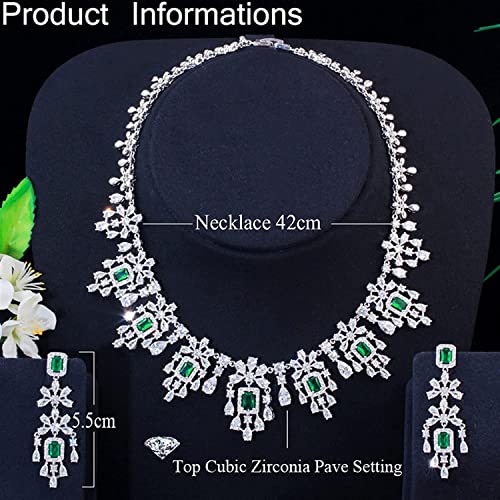 Accesorios vestido de novia juego collar pendientes verdes fiesta mujer boda cristal 3
