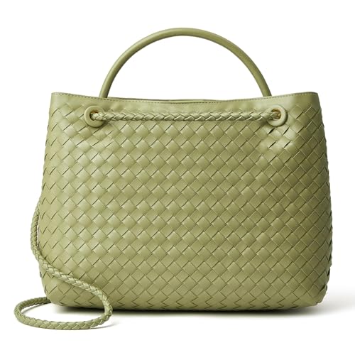 DAILANDO Woven Tote Bag For Women Designer Braided Top Handle Shoulder Satchel Purse And Handbags, Light Green