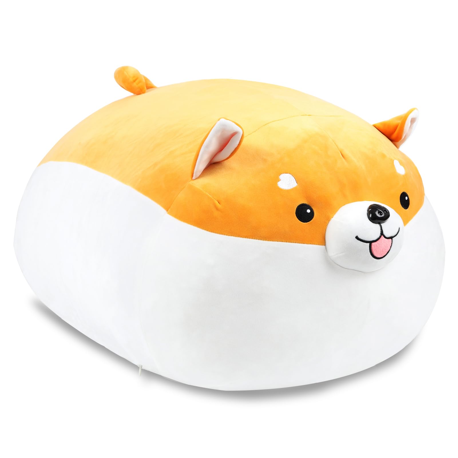 Stuffed Animal Storage Bean Bag Chair Cover for Kids Cute Shiba Inu Yellow Dog Large Beanbag Plush Toy Bedroom Décor Organizer Cover, No Beans
