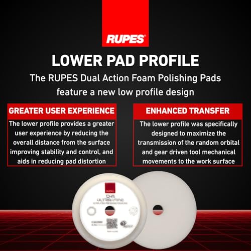 Image of RUPES 9.DA100S Pack of 12 White D-A Ultra-Fine Polishing Foam Pads 100mm | Compatible with 4 inch Backing Plate | Ideal for Paint Correction & Gloss Enhancement | Extremely Fine Defect Removal
