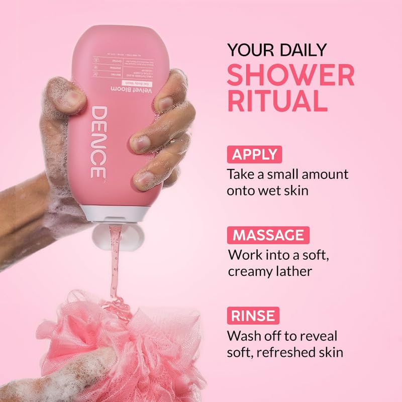 Image of DENCE Velvet Bloom Gel Bodywash | Niacinamide and Multivitamin Blend for Dark Spot Care, Nourished Skin & Deep Hydration | Sulphate & Paraben Free | Berries, Jasmine & Orchid Fragrance | 300 ml