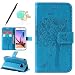 Produktbild Uposao Kompatibel mit Samsung Galaxy S6 Edge Handyhülle Schutzhülle Handytasche Lederhülle Flip Tasche Case Leder Hülle Schmetterling Blume Muster Retro Ledertasche Brieftasche Hülle,Blau