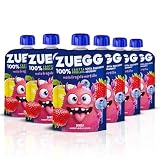 Zuegg 100% Frutta Frullata senza Zuccheri Aggiunti, Purea di Mela, Fragola e Mirtillo- Merenda di Frutta per Bambini Ideale Fuori Casa (Pouch di Mela, Fragola e Mirtillo 90g x 6)