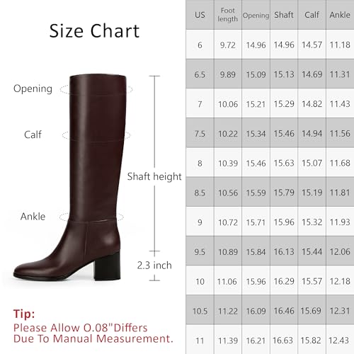 Image of Women's Knee High Boots Faux Leather Square To Tall Boots Fashion Chunky Block Heel Long Boots with Side Zip
