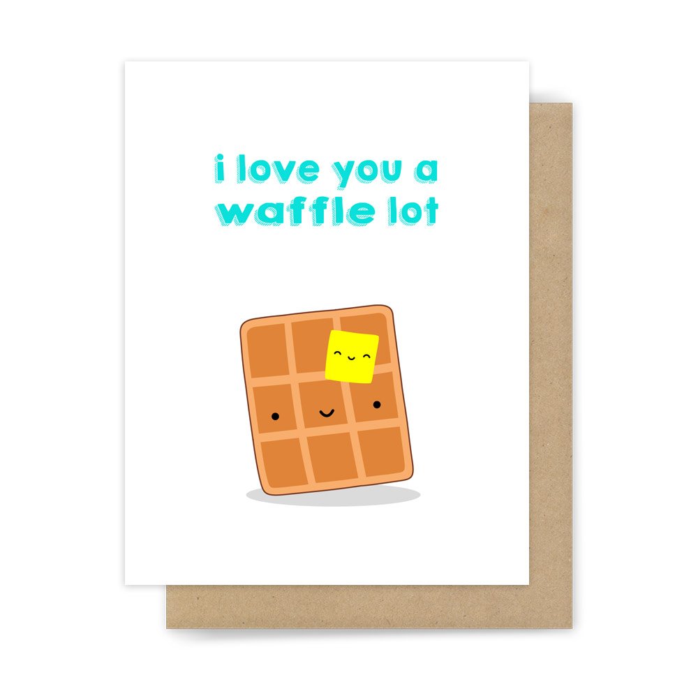 Anniversary Card Waffle Love Pun Handmade Greeting