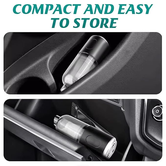 Image of 3-in-1 Vacuum Cleaner USB Rechargeable Wireless Handheld Mini Car Vaccum-Cleaners for Travelling Camping Reusable Portable with Charging Cable & 3 Attachments (Black, Pack of 1)