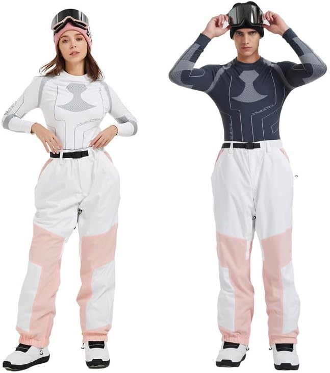 Miniatura 7 de SNOWVERB Pantalones de esquí unisex de montaña para mujer, pantalones de snowboard cálidos, pantalones de nieve resistentes al viento, pantalones de