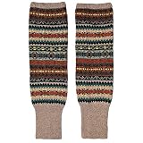 Women Bohemian Knit Long Leg Warmers Over Knee Ankle Warmer Cover Boot Cuffs (Khaki)