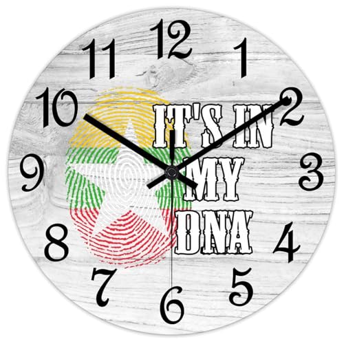 Reloj de pared de madera de Birmania de 38 cm con diseño redondo de bandera 3
