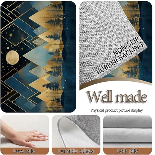 Tapis géométrique moderne bleu or tapis intérieur lavable 80x150cm - 8