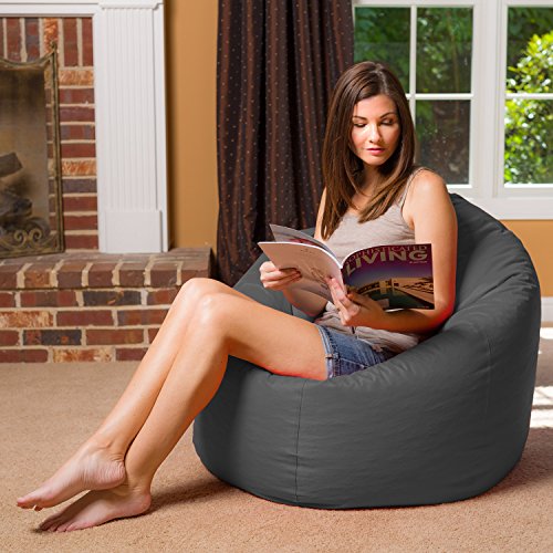 Posh Bean Bag Chair for Children, Teens & Adults - 35", Heather Gray - Thumbnail 4