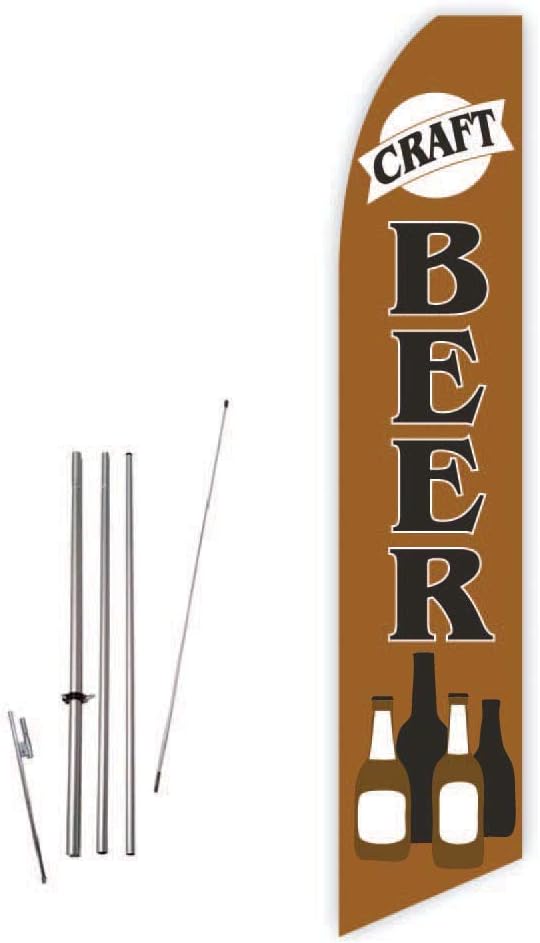Craft Beer (Brown) Super Novo Feather Flag - Complete with 15ft Pole Set and Ground Spike