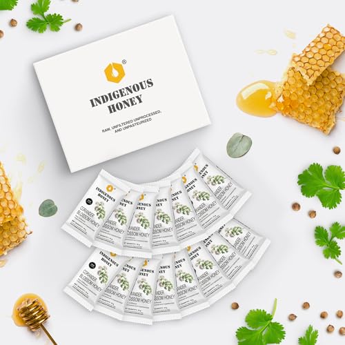 Image of INDIGENOUS HONEY Organic Coriander Honey Natural Raw Pure Unprocessed Added Sugar Free NMR Tested Unpasteurized Unheated 15 Gift Sachets 15g Each Total 225g