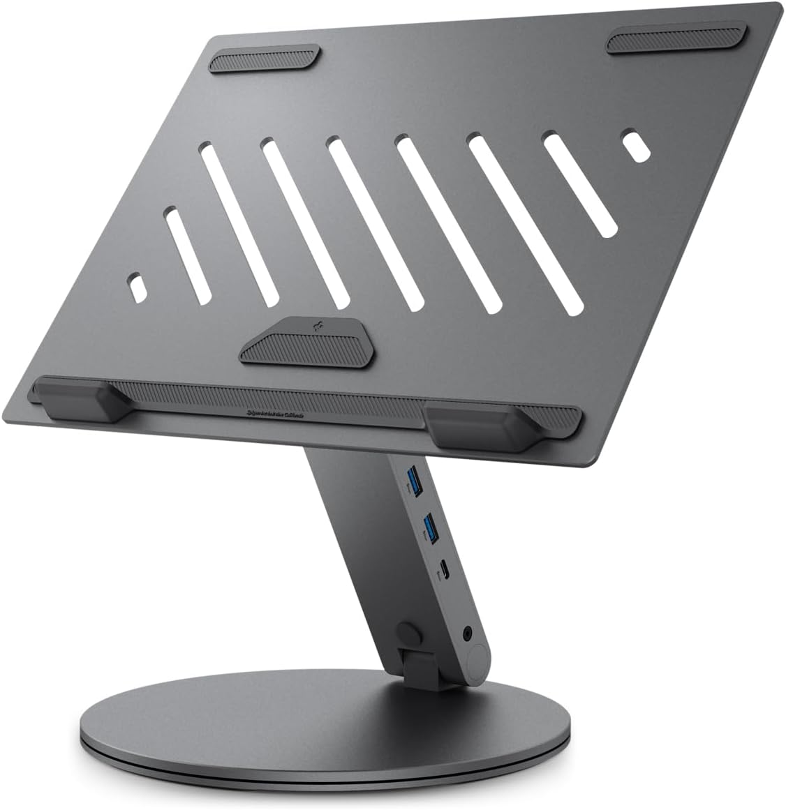 Spigen Adjustable Laptop Desk Stand with Cable Management Organizer Portable Compatible with Mac, Dell, HP, Lenovo and More - Space Gray (LD206C)
