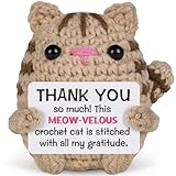 Thank You Gifts for Women Men - Cute Handmade Crochet Cat with Card, Mini Thank You Gifts for Coworkers Employee Teacher Nurse Boss, Teacher Appreciation Gift, Small Farewell Graduation Gift for woman