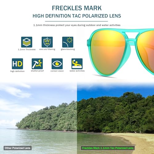 Image of Freckles Mark Classic Aviator Polarized Sunglasses for Men Women Double Bridge Retro 70s 80s Glasses Coloful Shades