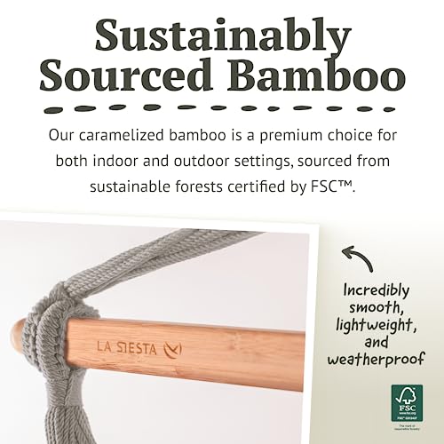 LA SIESTA® - Large Comfort Domingo Hammock Chair & TreeMount - Weather & Tear Resistant Hanging Chair w/Suspension Kit for Trees Beams & Posts - Bedroom Patio Outdoor Indoor Hammock Chair - Cedar - Image 5