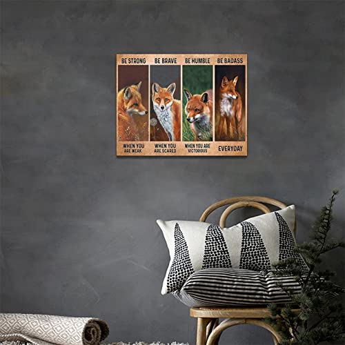 Inspirational Fox Decor Wall Art Fox Pictures Canvas Print Rustic Country Painting Modern Home Framed Artwork For Bathroom Bedroom Kitchen 12"X16" #TOP2