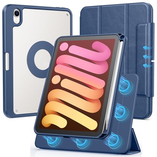 SPARIN Case for iPad mini 7 A17 Pro 2024/iPad Mini 6 2021 8.3 Inch, Detachable Magnetic Cover, Portrait/Landscape Stand with Pencil Holder, Support Auto Wake/Sleep (Navy Blue) by SPARIN - Used condition - US$18.86