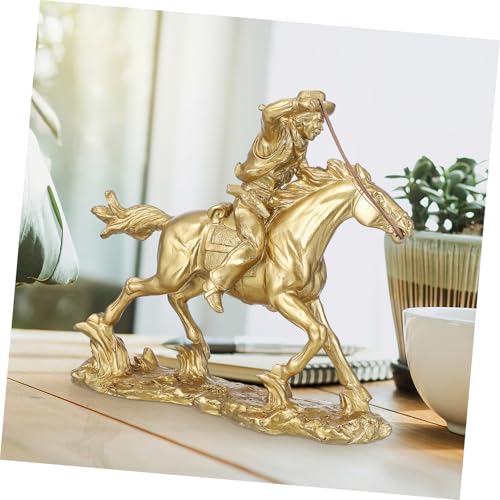 Statue cheval résine dorée cadeau idéal décoration table - 7