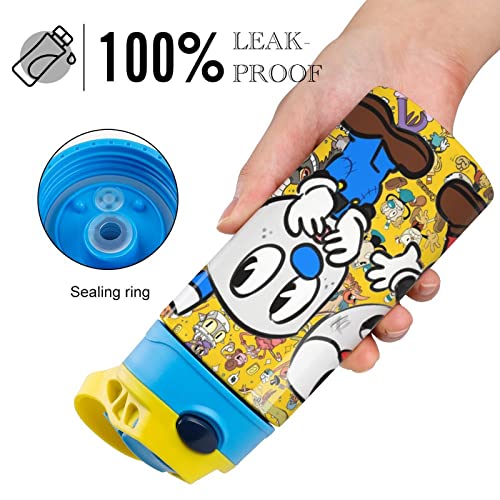 Woodyotime Cup#Head & Mug#Man Show Double-Wall Vacuum Insulated,Stainless Steel 12Oz Kids Water Bottle With Flip-Up Straw Spout Cup For Teen Girls Women #TOP5