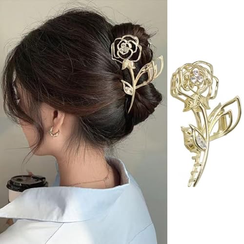 FRUZJAY Rose Gold Flower Hair Clips