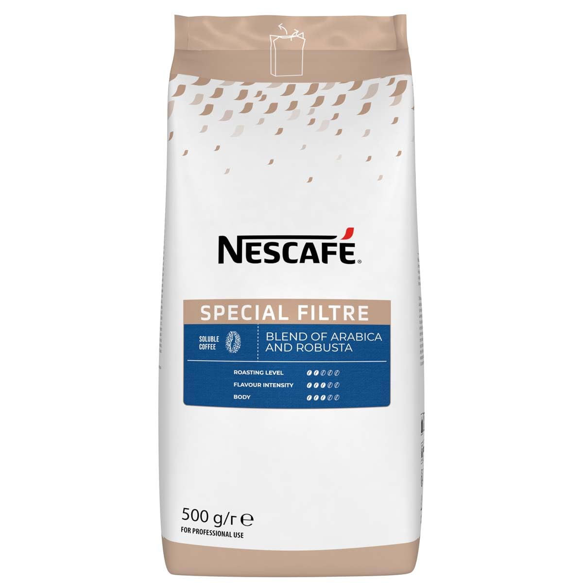 Specjalny filtr NESCAFÉ - kawa rozpuszczalna - kawa rozpuszczalna z mikroziarnistością - mieszanka arabiki i robusta - kawa w proszku - 100% bardziej odpowiedzialna dostawa - saszetka 500 g