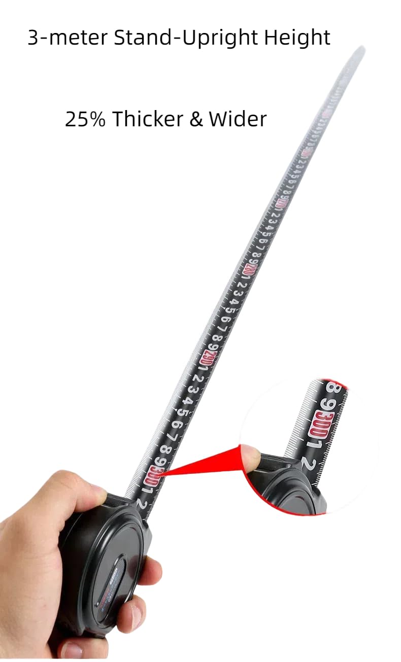 Professional Measuring Tape, 5M-10M, Heavy-Duty Black Steel with ABS Case (7.5m*25mm)（Pack of 2）