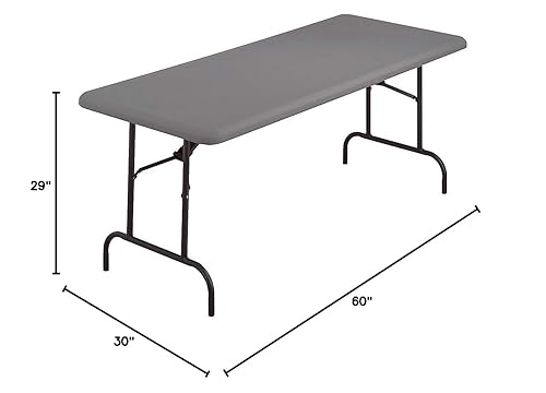 Miniatura 3 de Iceberg IndestrucTable Mesa plegable industrial, para interiores o exteriores, carbón, 2000 libras. Capacidad de peso, 30 pulgadas de ancho x 60