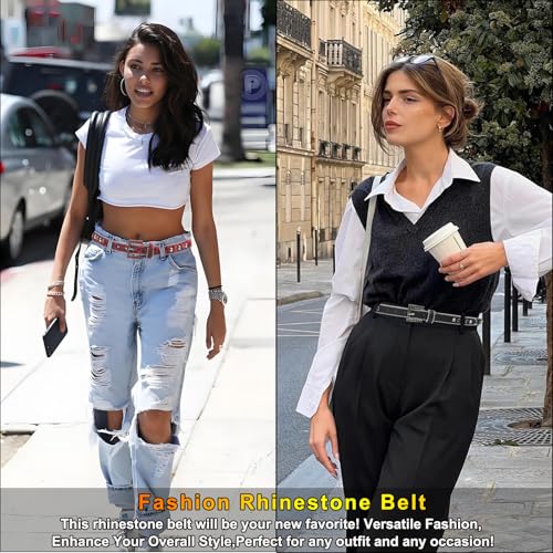 Rhinestone Belt Women Cowgir Studded Belt Goth Bling Stylish Belts Punk Y2k sparkly Belts3