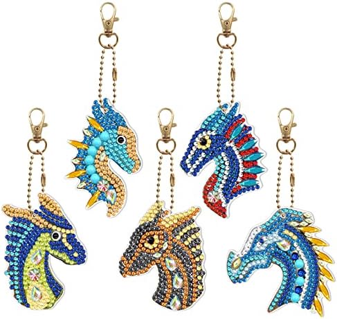 VDYXEW Diamond Art Painting Keychains, 5D DIY Double Side Full Drill Diamond Rhinestone Key Chains, Special Shaped Keyring Mosaic Making Crafts for Bag Purse Handbag Charms Pendant (YSK092)