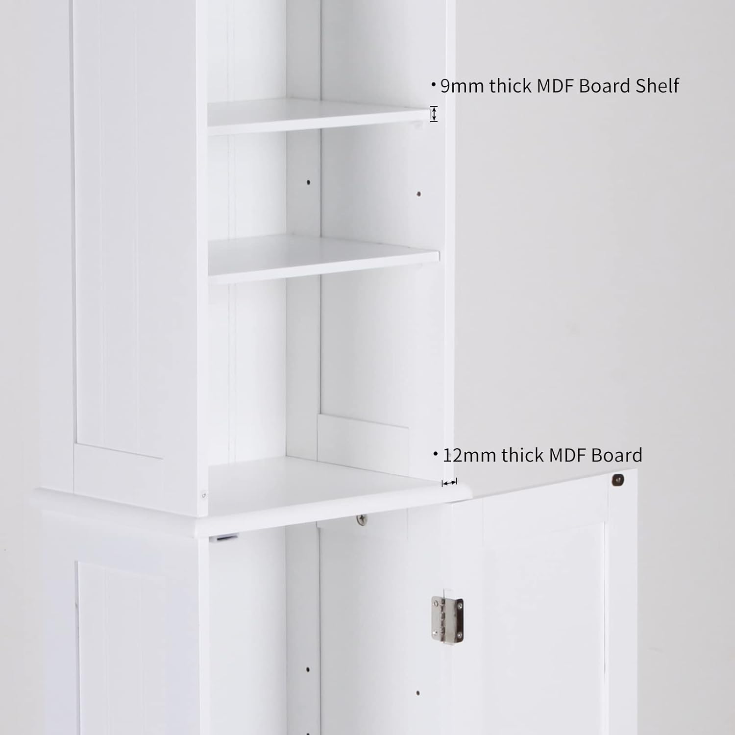 SogesHome Bathroom Storage Cabinet, 5-Tier Freestanding Tall Bathroom Cabinet with 1-Door Cabinet, Home Organizer Display Cabinet with 5-Open Shelves for Bathroom, Living-Room