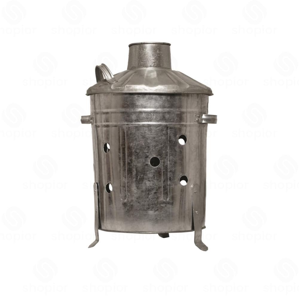 Galvanised Incinerator Bin with Lid – Heavy Duty Outdoor Garden Waste Burner for Leaves, Paper, Wood & Coal | Durable Steel Fire Bin for Garden Waste Disposal (15L Incinerator Bin – 45 x 26 x 26cm)