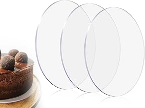 KAPSING Lot de 3 planches à gâteaux en acrylique de 12 cm, assiettes à gâteaux rondes, pour présenter et transporter gâteaux et tartelettes (diamètre 12 cm)