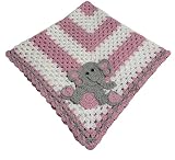 Crochet Baby Blanket for Newborn, Infant or Toddler, Size 40' x 40' Perfect for Stroller, Car Seat or Security Blanket Machine Wash and Dry. Handmade in The U.S.A. (White and Pink)
