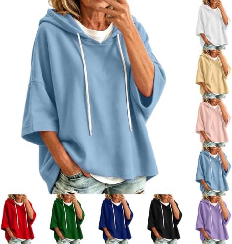 Generic 3/4 Sleeve Hoodies – BREATHABLE FABRIC:Your Go-To Summer Air-Conditioned Room Outfit