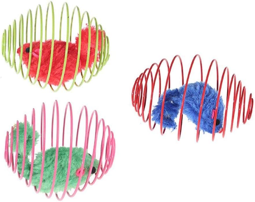 BYNNIX Interactive Cats Toy Cute Plush Mice in Iron Wire Balls Cats Playing Catching Training Toy for Kitten Pet Supplies Cats Mice Toy for Indoor Cats Cats Balls Toy Interactive