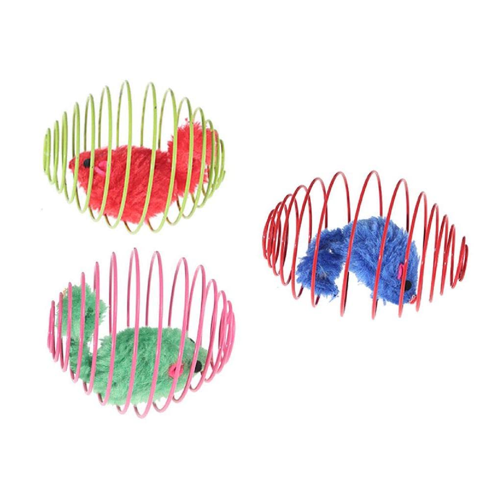BYNNIX Interactive Cats Toy Cute Plush Mice in Iron Wire Balls Cats Playing Catching Training Toy for Kitten Pet Supplies Cats Mice Toy for Indoor Cats Cats Balls Toy Interactive