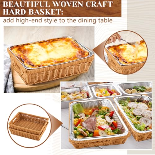 Marsui 2 Pcs 9x13 Baking Pan Holder Wicker Serving Baskets Hot Dish Carrier Decorative Container Serving Trays for Aluminum Foil Pan Bakeware Casserole Dish Baking Tins - Thumbnail 5