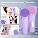 ADINC Silicone Face Scrubber, Waterproof Rechargeable Facial Cleansing Brush, 5 Cleansing Modes with Nose Brush for Women & Men Electric Face Wash Brush for Deep Cleaning Exfoliating, Massaging Purple